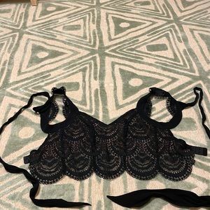 Crop top lace backless shirt